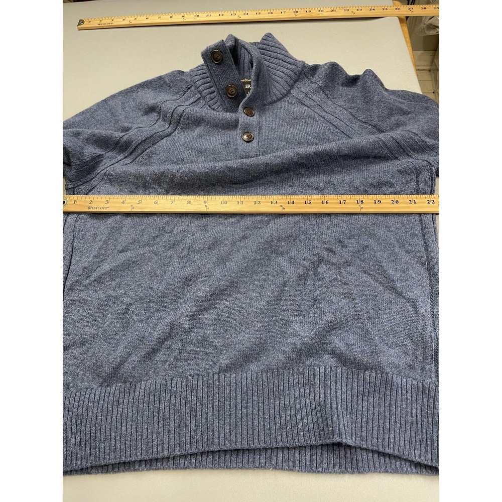 Banana Republic Sweater Men Large Blue Wool Blend Fisherman Quiet Luxury Minimal - Picture 6 of 9